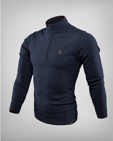 Men's sweater with zipper in dark blue