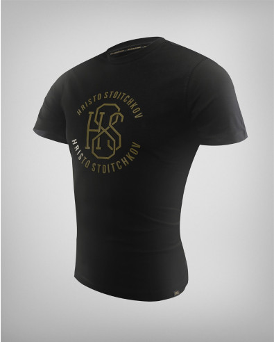 BLACK T-SHIRT WITH EMBOSSED SIGN