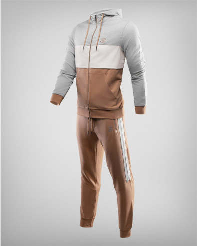 Sports suit in brown, grey and ecru model 231498-99