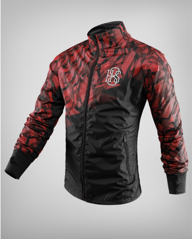 Sports windbreaker in red and black
