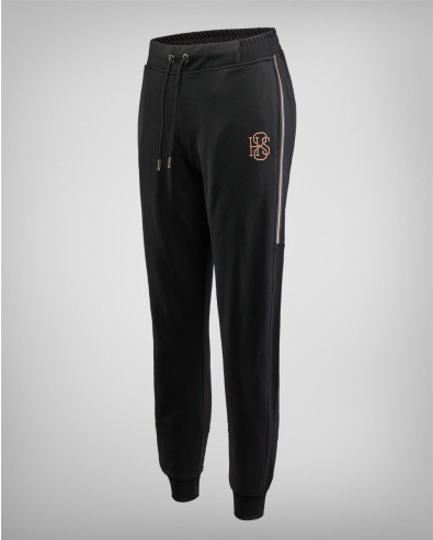 Women's sport pants in black and stripes peach
