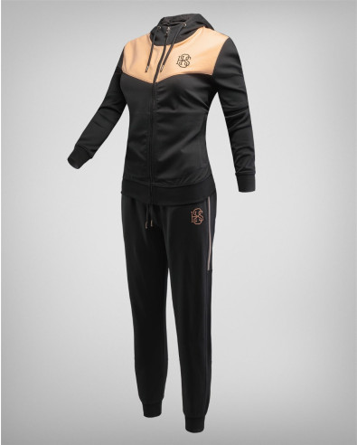 WOMEN'S TRACKSUIT IN BLACK AND PEACH