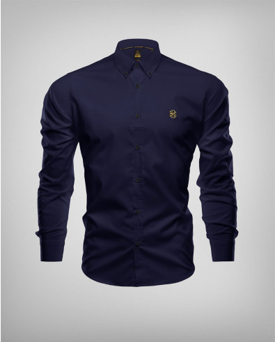 Dark Blue Slim Fit Shirt made of cotton and elastane