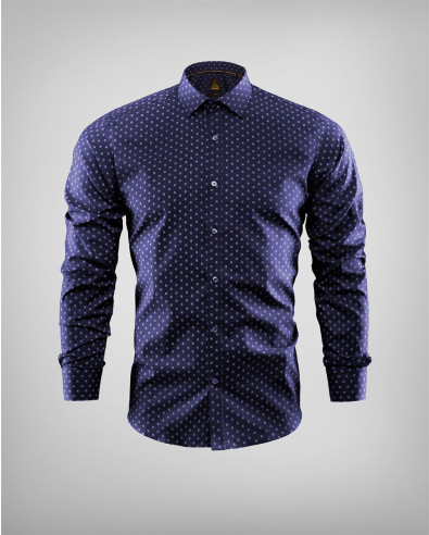 Dark Blue Slim Fit Shirt with H8S digital print