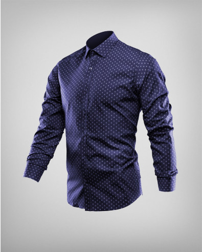Dark Blue Slim Fit Shirt with H8S digital print