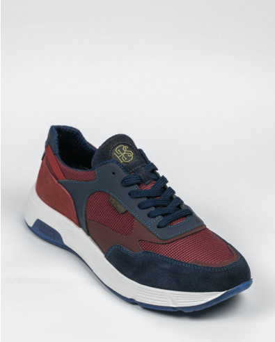 COMBINED SNEAKERS IN BORDEAUX AND DARK BLUE