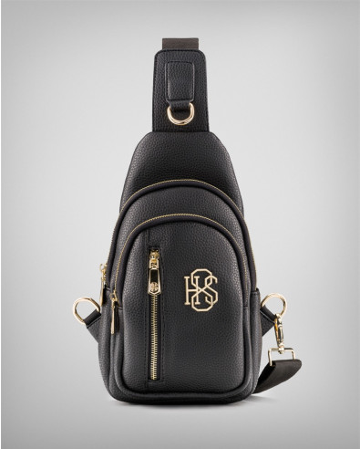 Black zippered shoulder bag