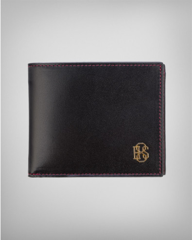Luxury wallet in black and burgundy made of 100% genuine smooth leather
