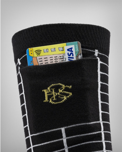 Памучен чорап с джоб, Черен микс