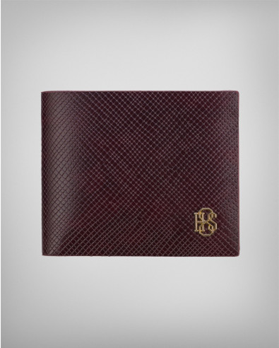 Luxury Wallet in burgundy made of 100% genuine leather with a fine pattern