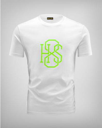 Мъжка бяла тениска с ефектно лого в зелено