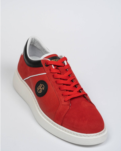 Red H8S sneakers with perforation