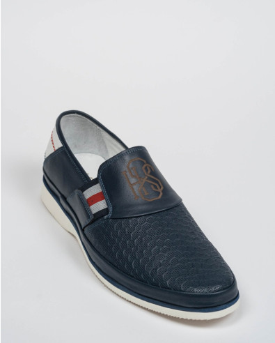 H8S dark blue loafers with print