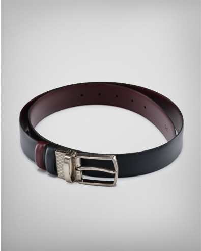 Double-Faced Belt in Dark Blue and Bordeaux