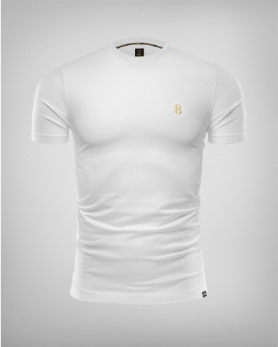 White T-shirt with Embroidery and Logo