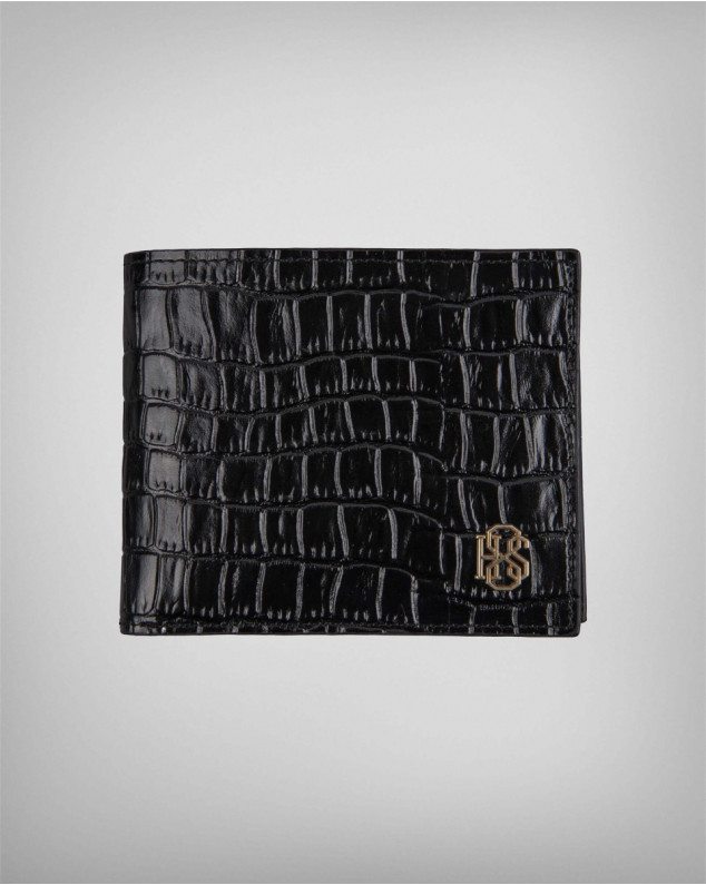 Luxury wallet in black made of 100% genuine leather