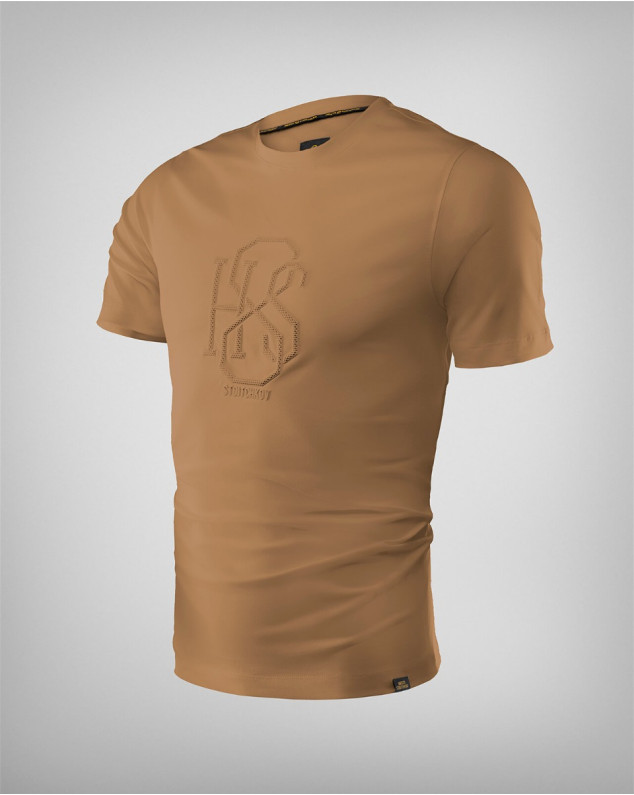 Ефектна тениска H8S с надпис в кафяво