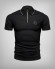 BLACK POLO T SHIRT WITH EMBOSSED COLLAR AND ZIP