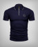 NAVY POLO T SHIRT WITH EMBOSSED COLLAR AND ZIP