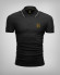 BLACK POLO T-SHIRT WITH EMBOSSED COLLAR AND BUTTONS