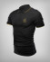 BLACK POLO T-SHIRT WITH EMBOSSED COLLAR AND BUTTONS