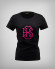 Дамска черна тениска с ефектно лого в розово