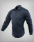 Camisa entallada en azul oscuro con un espectacular estampado