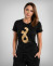 Women's Black T-shirt with Golden Eight and SIGNATURE