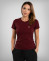 Women's burgundy T-shirt with gold logo