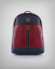 Mochila de piel de lujo en azul oscuro y burdeos