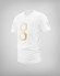 Camiseta blanca para niños con un ocho dorado