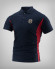 Camiseta polo azul oscuro con detalles burdeos
