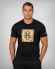 Camiseta negra con el logotipo H8S dorado