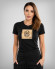 Camiseta negra de mujer con el logotipo H8S dorado