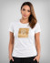 Camiseta blanca de mujer con el logotipo H8S dorado