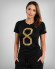Camiseta negra de mujer con Golden Eight