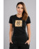 Camiseta negra de mujer con el logotipo H8S dorado